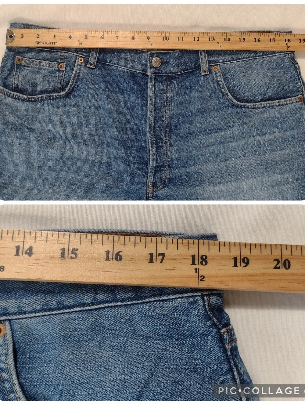 Madewell Long Baggy Cuffed Jean Shorts Mifflin Wash Button Fly Size 32